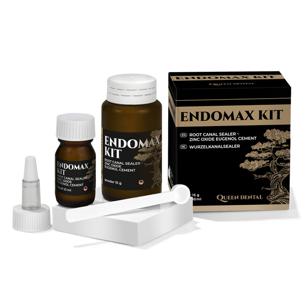 Эндомакс\Endomax набор - цинкоксидэвгенольный цемент, для пломбирования корневых каналов гуттаперчевыми штифтами (15г+10мл). Queen Dental, Германия